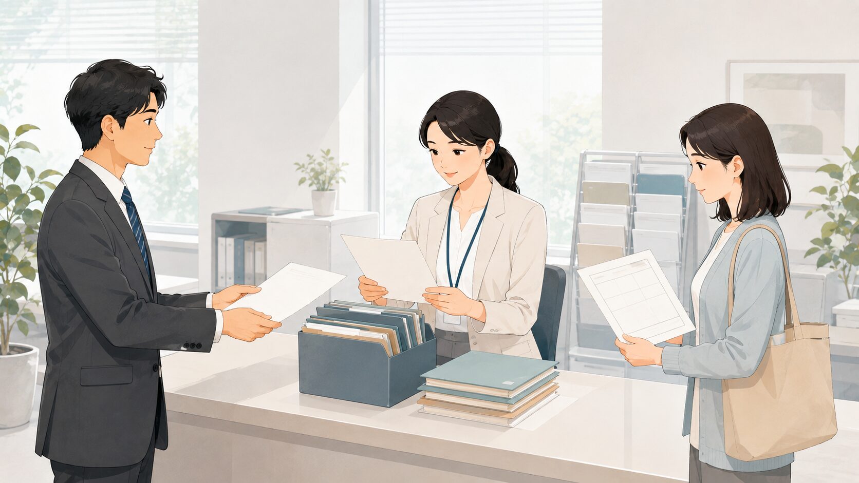 企業から提出された求人情報を職員が確認して求職者へ案内する流れ