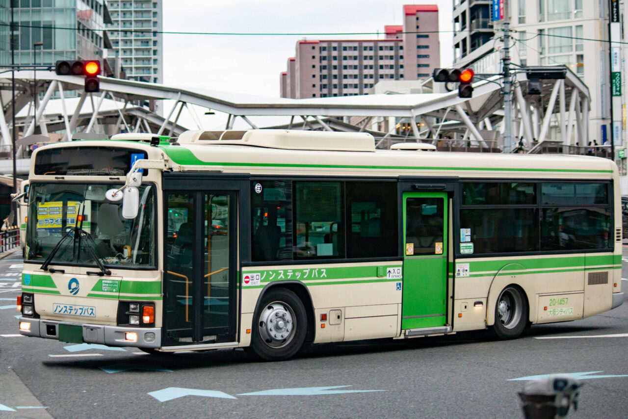 Osaka City Bus used for local travel in the Osaka Station area