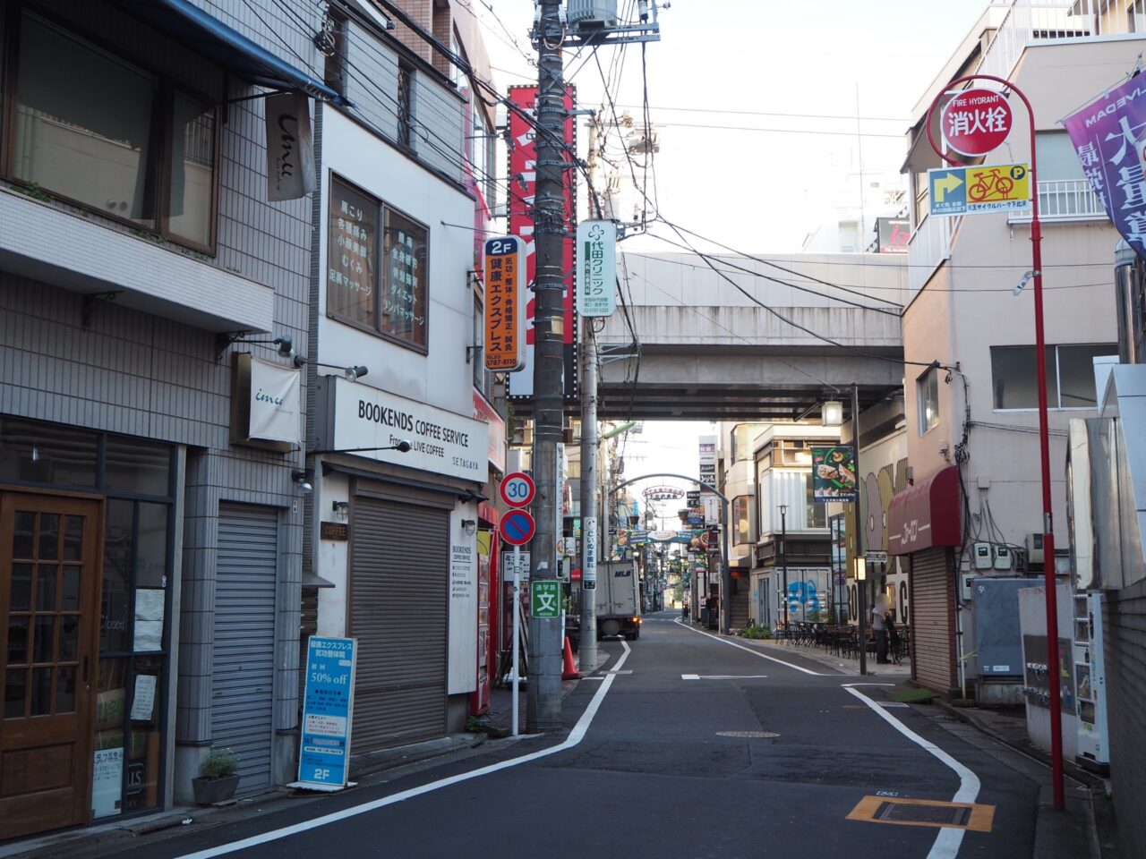 Narrow shopping street beneath the railway in Shimokitazawa